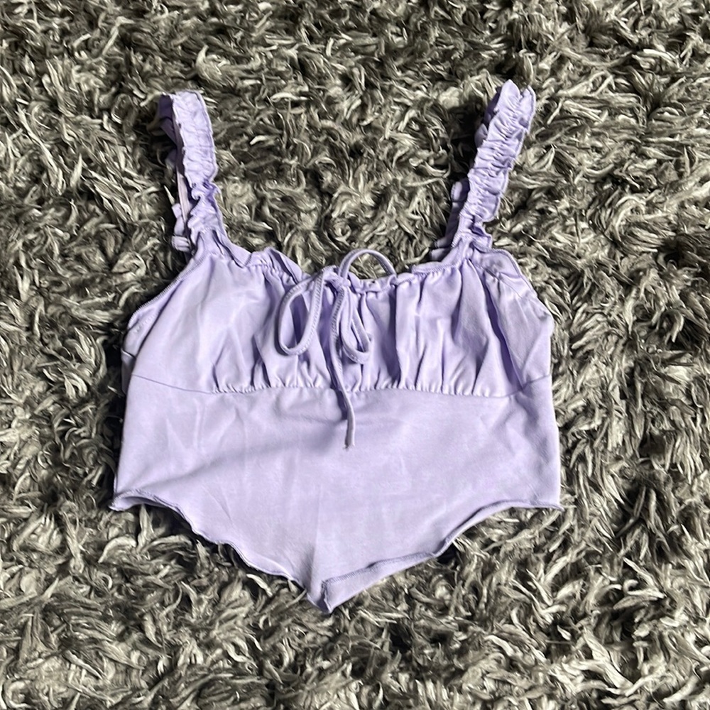 Purple cropped ruffled top